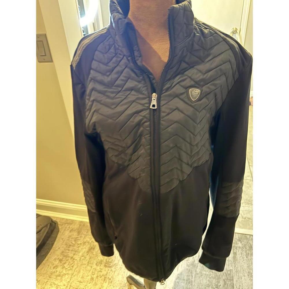 Emporio Armani Men's Black Quilted and Softshell Full Zip Jacket size S
